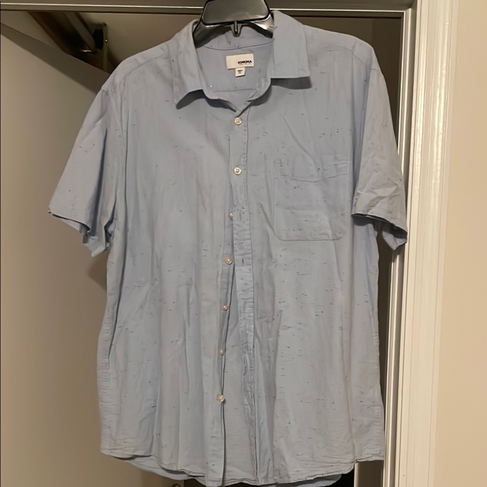 Sonoma Blue Casual Button Down Shirt Short Sleeve